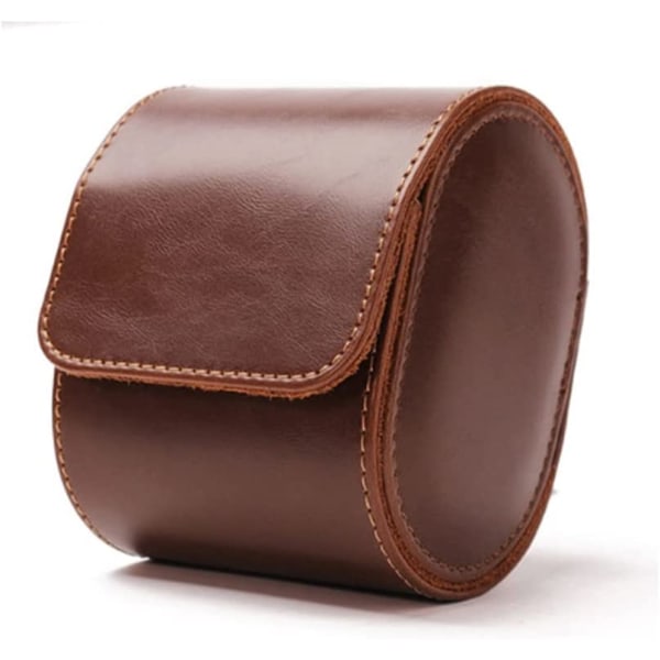 Unik Watch Roll Travel Case for menn, brun Pu Leather Watch Stor