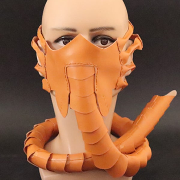 Ansiktsmask med skorpion för Halloween, skräck, utomjording