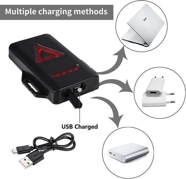 Løbelys, 3 tilstande, USB genopladeligt, ikke egnet til cykling
