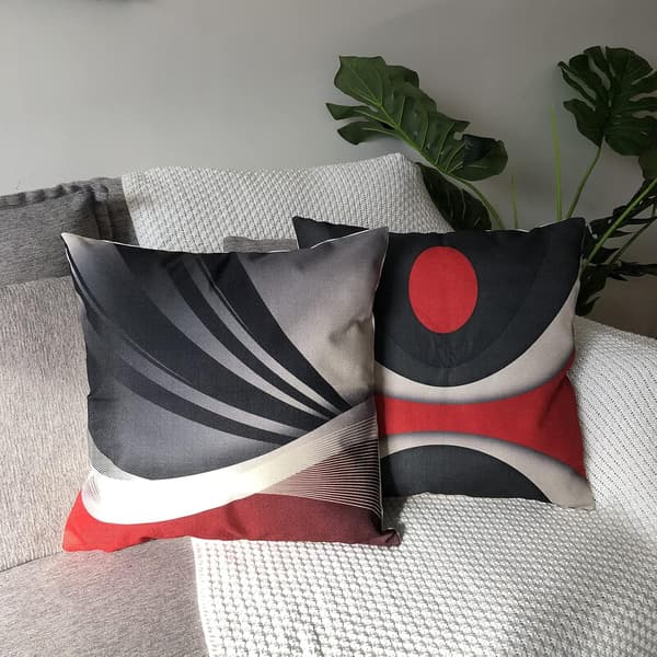 Sett med 4 hageputer 45 x 45 cm (abstrakt rød svart) dekorative puter