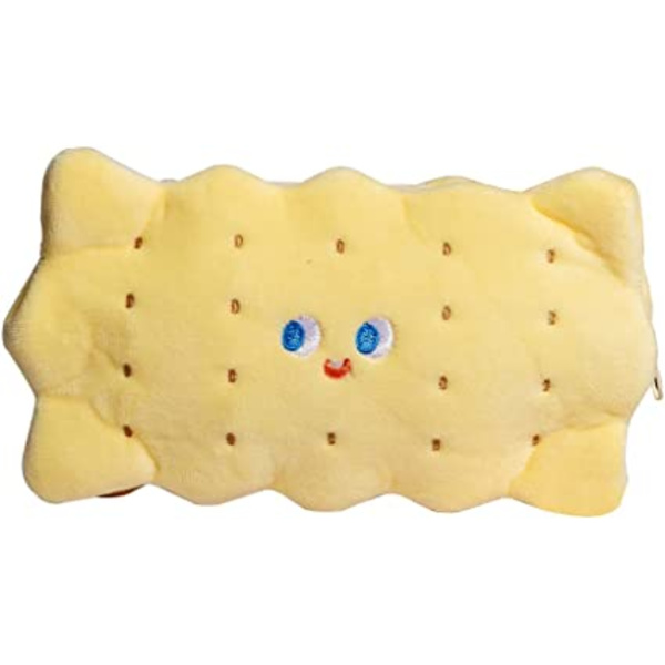 Sød blyantsæske (beige), kreativ plys kiks blyantsæske, stud