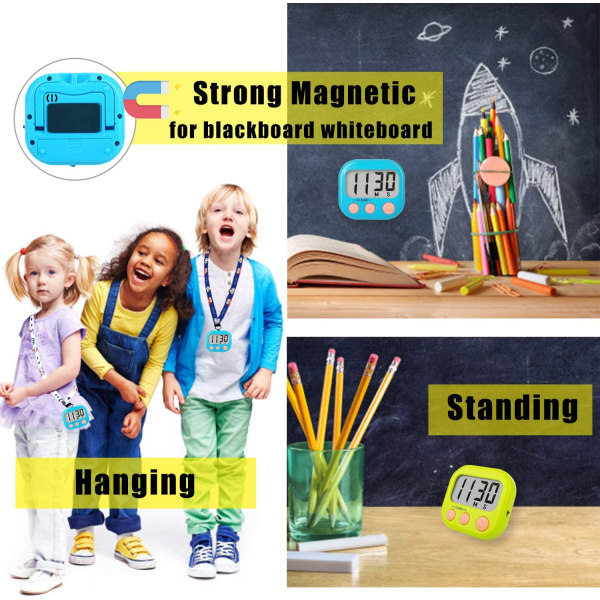 2 Pack Classroom Timers opettajille Lapsille Suuri magneettinen digitaali