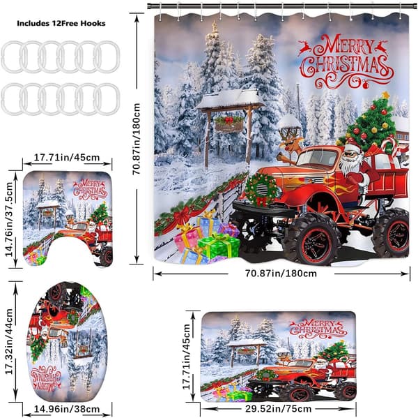 Julegardinsett for bad, 4 deler