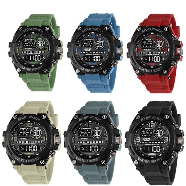 Herrar Klockor Vattentät Utomhus Sportklocka Datum Multifunktion （Black）
