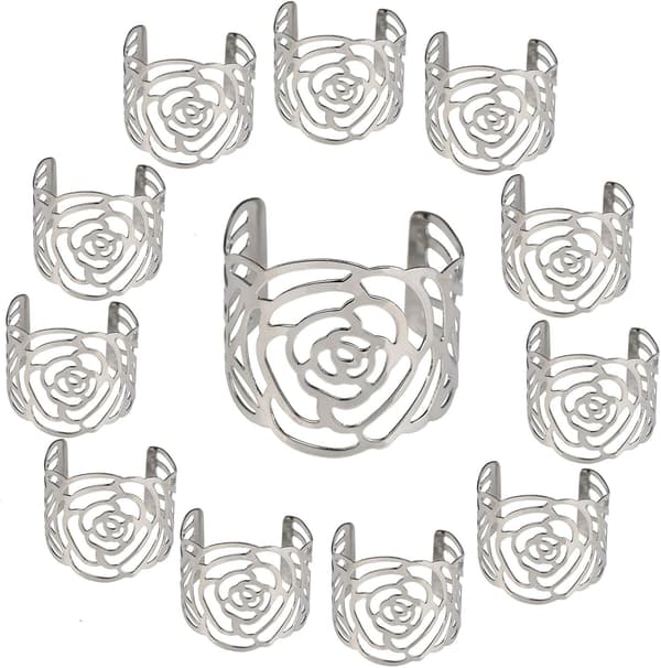 12 stk. Servietring, Servietring Metal Openwork Servietholder Flo