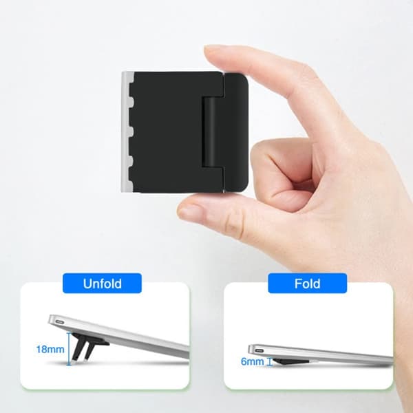 Sæt med 2 sorte mini-laptopstativer, usynligt laptopstativ, foldbart