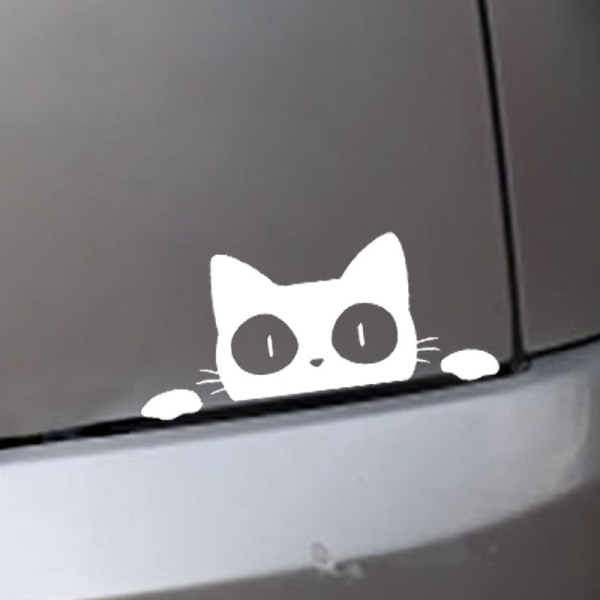 Hvit - 1 ark, katt og dyr vanntett bilklistremerke