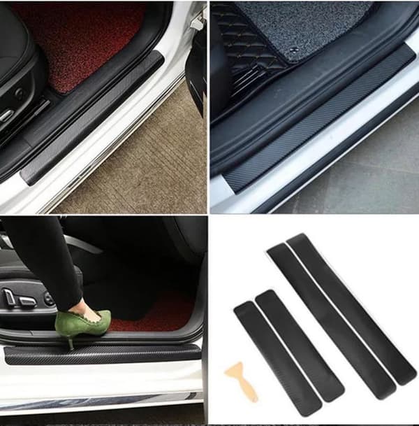 4 stk Anti Scratch Bilde Dør Klistremerker, Universal 3D Karbonfiber D