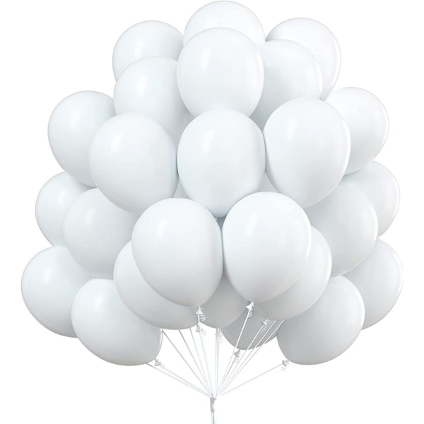 Valkoiset ilmapallot, 50 kpl 5 tuuman valkoiset ilmapallot, matta lateksi Bal
