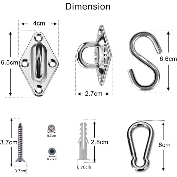 M6 Skygge Sejl Beslag Sæt 42 Dele Rustfrit Stål Hardware til Rektangulær og Trekant Skygge Sejl Installation