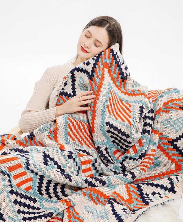 (Liten diamantform, 130X170CM) Bohème-stil teppe, bohemsk