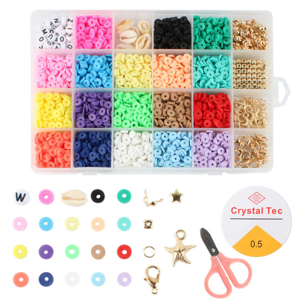 3700 stykker perler for smykker DIY fargerike armbånd, Heishi perler