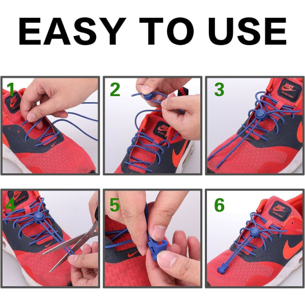 5 par självlåsande elastiska skosnören för barn, utan slips, utan slips elastiska skosnören med 100 cm för vuxna, äldre, funktionshindrade, löpare, maraton, triathlon