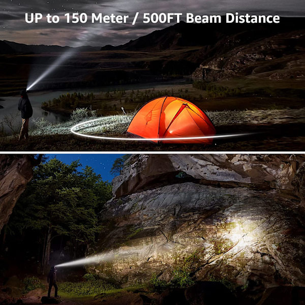 Genopladelig LED-hovedlampe, 1300 Ultra Powerful Led-hovedlampe med