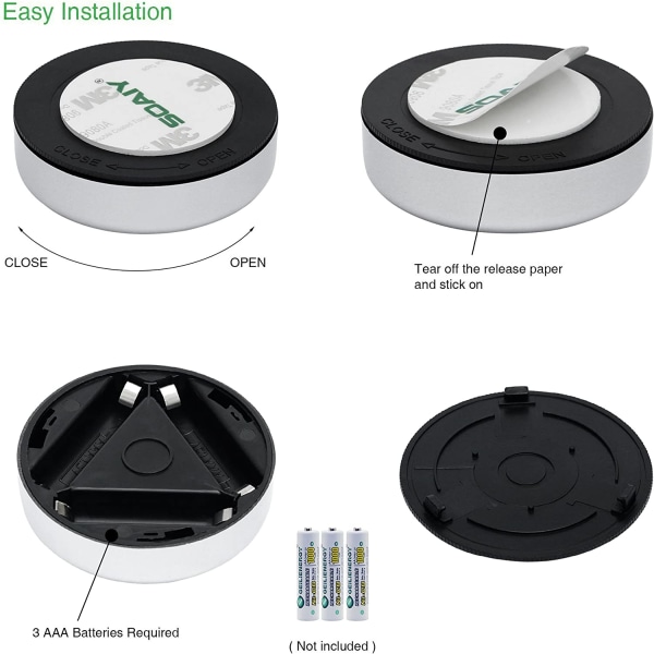 5-pak selvklebende LED-spotlys nattlys drevet av 3 batterier