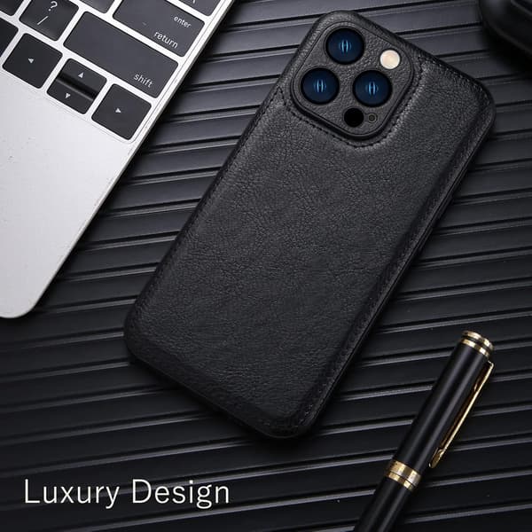 Max Case Læder kompatibel iPhone 15 Pro, Vintage Klassisk PU Læder