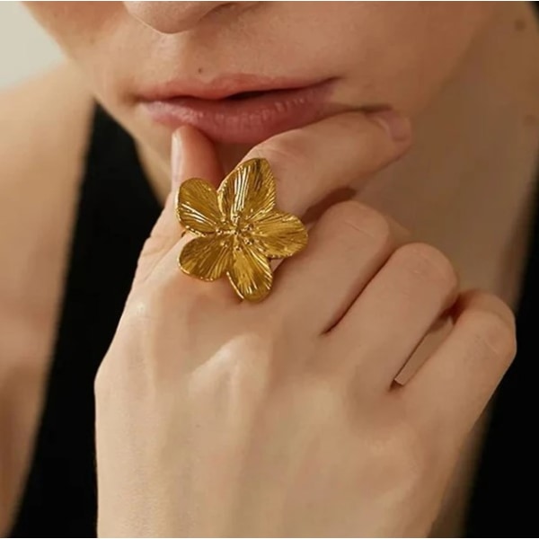 1 st enkel blomma öppen ring, romantisk fingerring, mode justerbar ringar