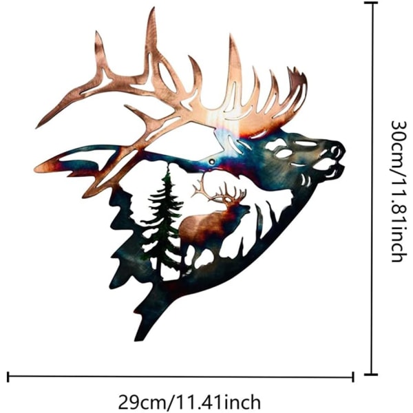 Hageskulptur, Metallveggkunstdekor Elg i treskulptur