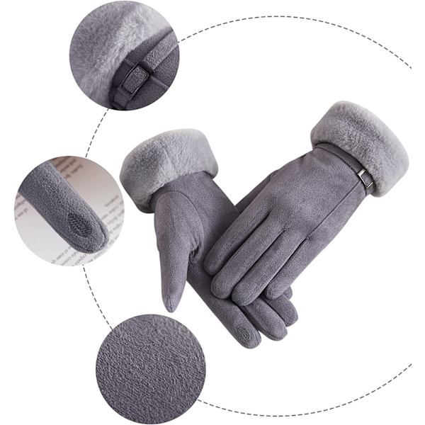 Dam vinterhandskar varma fleecefodrade stretch tjocka handskar