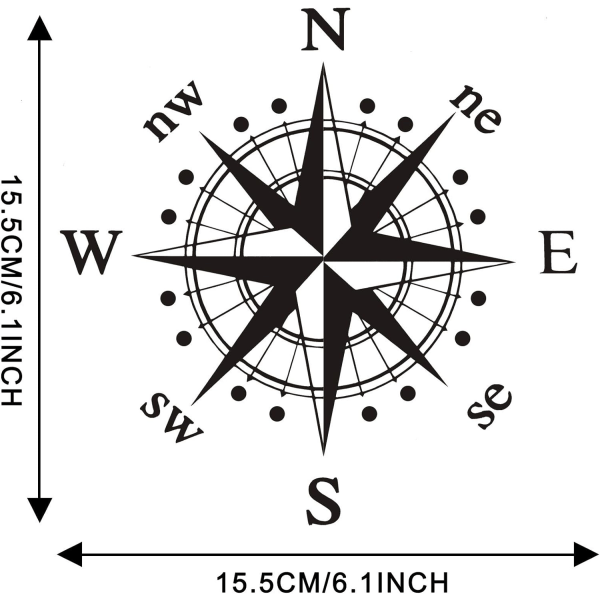 2 kpl 15,5 cm (musta) Auton konepellin tarra Kompassi Grafiikka Decal Offroad SUV Ajoneuvon Korin Ovi Tavaratila