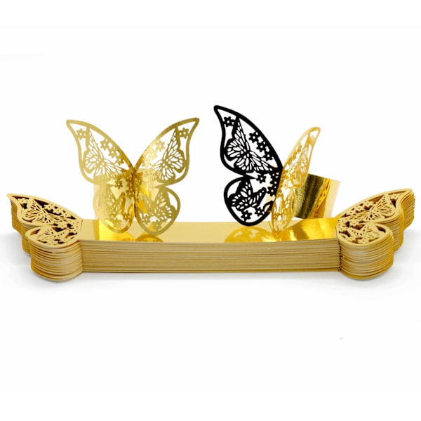 50 stk Butterfly Papir Serviettring 3d Butterfly Serviettholder