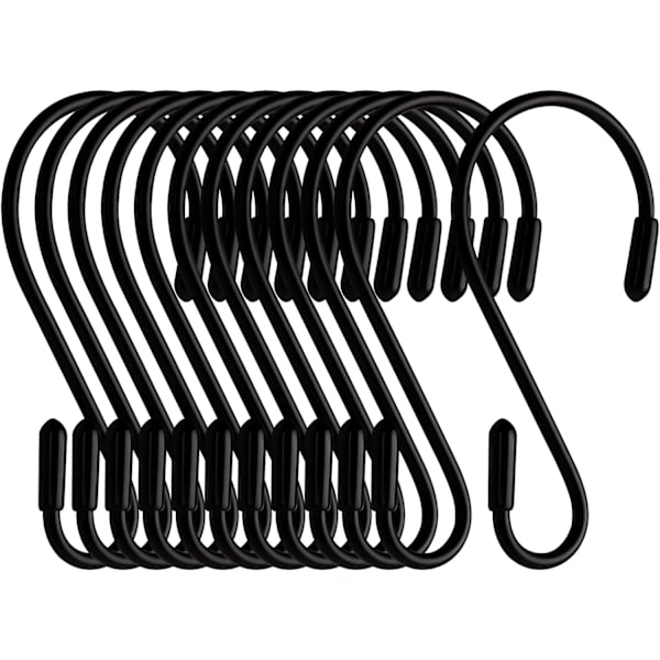S-kroge, pakke med 12 - Sort - 8 cm - S-formet - Maksimal belastning: 5 kg