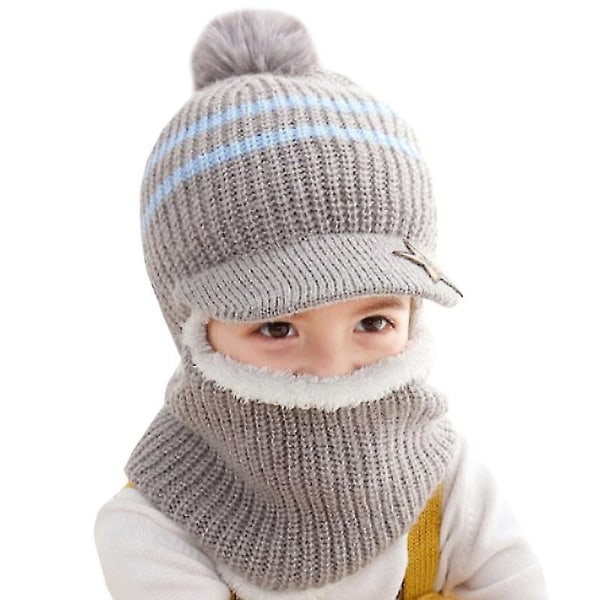 Toddler Baby Barn Flickor Balaclava Beanie Hat Fleece Fodrad Pe