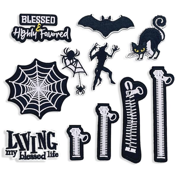 Halloween pynt, patches, edderkoppespind