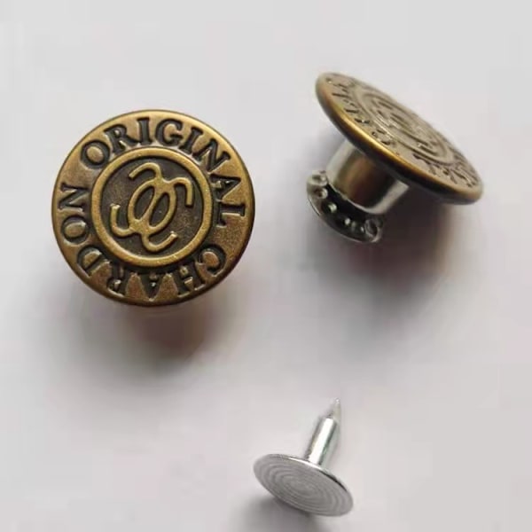 18 kappaletta messinkiä 1,7 mm:n ravistuspää I-muotoinen solki denim