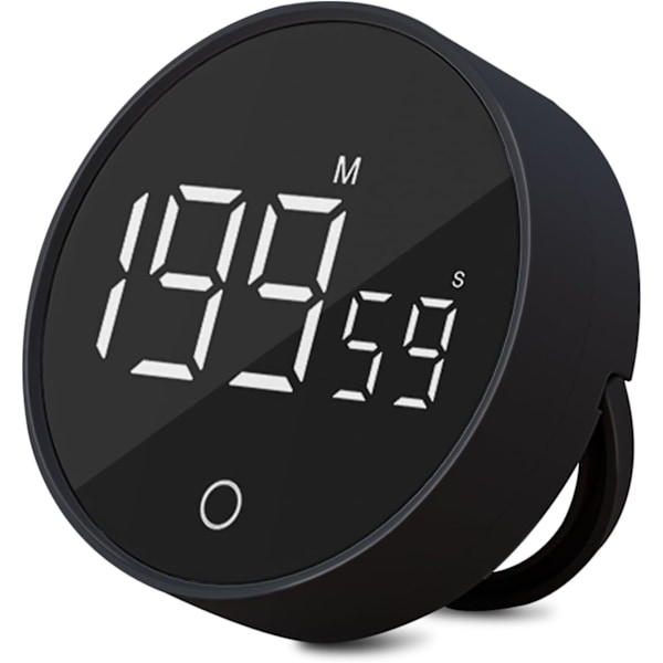 Digital Kökstimer (Svart) - Visuell Timer Stor LED-Display Magnetisk Ställning Nedräkningstimer Justerbar Volym och