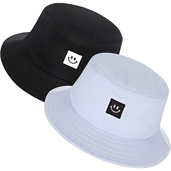 Kaksi kappaletta (musta ja valkoinen) bambuhattu, lasten aurinkosuojalakki,