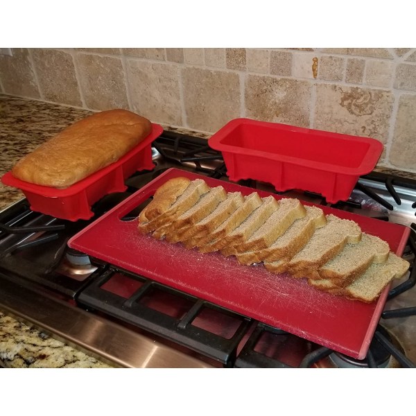 Brød og brødform sæt med 2 røde, nonstick, kommerciel kvalitet