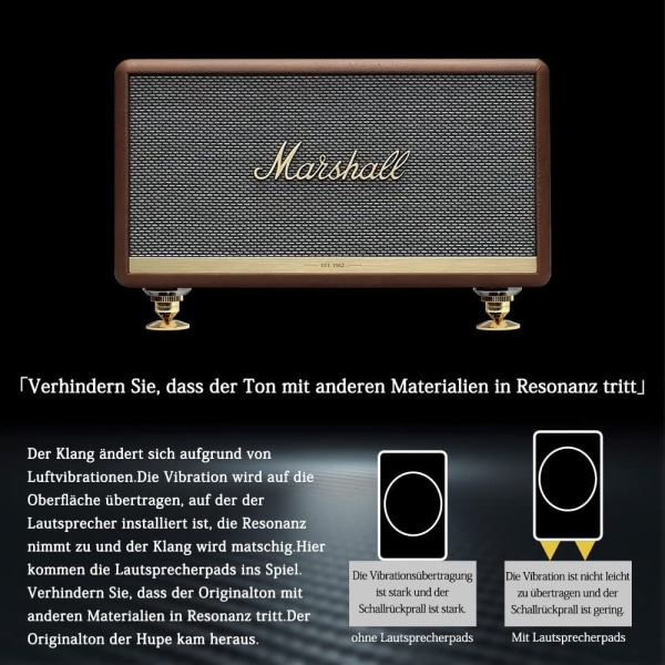 8 stk gullhøyttaler subwoofer endehetter solid messing kjegleisolator