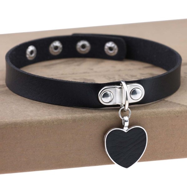 1 stk. Hjerteformet tema Læder Choker Punk Choker Justerbar