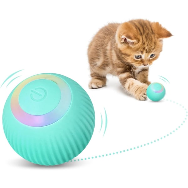 Blå smart kattebold, interaktiv kattelegetøj, 360 graders automatisk Ro