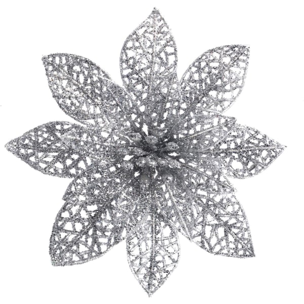 10 st 5,9" Silver Artificiell Julstjärna Blommor Julgran