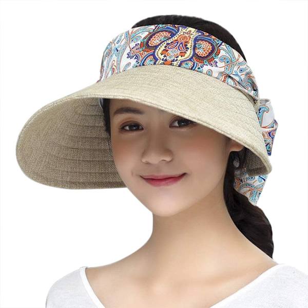 Sports Visor til kvinder - Solskygge kasket sport tom solhat Visor Hovedbånd Solhatte Anti-UV Justerbar løbehat udendørs fritid Beige