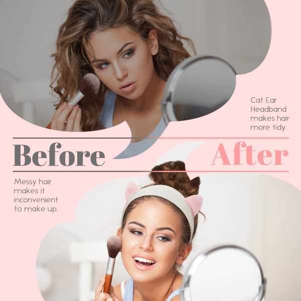 Makeup pannebånd for kvinner og jenter, mykt og søtt katteørehode