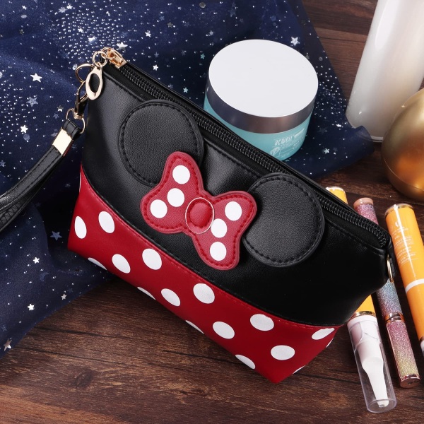 2 Pack Cute Makeup Bag - Læder Rejse Makeup Håndtaske med