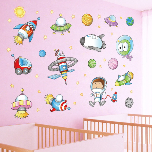 2 kreative rum tegneserie astronaut wallstickers Børne