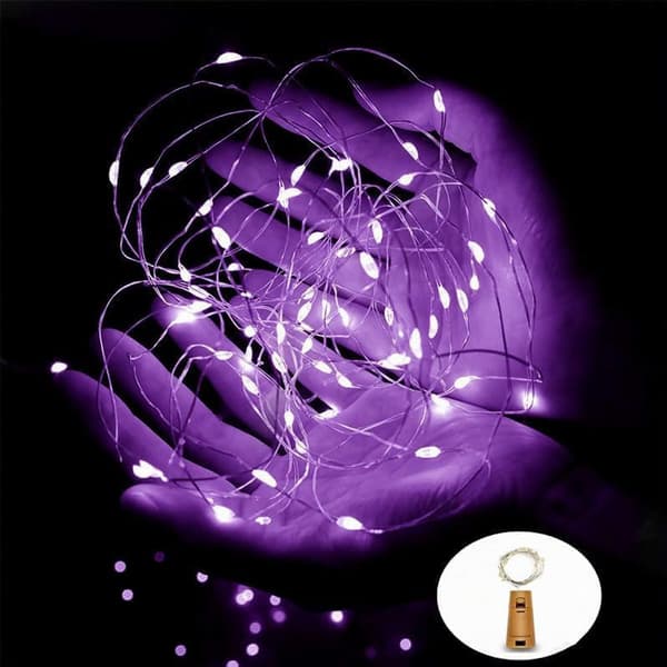 6 kpl, 20 LED-pullolamppua, keijuvalot (violetti)