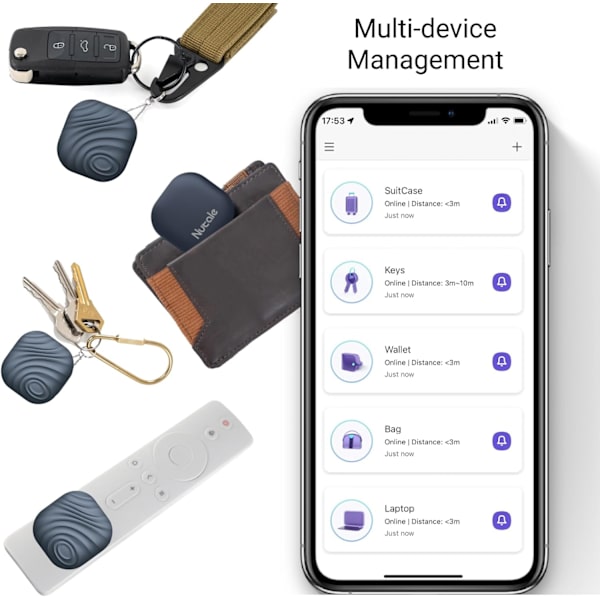 Bluetooth nøkkelfinner - Svart - Smart nøkkelring med anti-tap-varsling