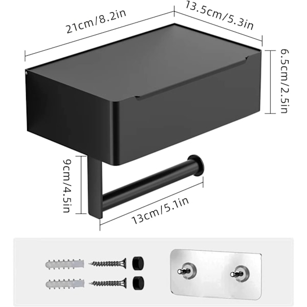 Toiletpapirholder, Mat Sort Servietboks, Opbevaringsboks, Stainle