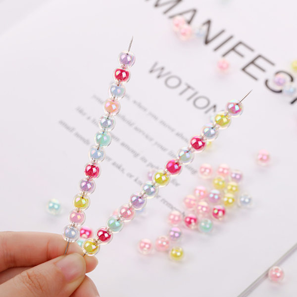 300 farvede DIY halskædeperler frostede perler hårreb smykker