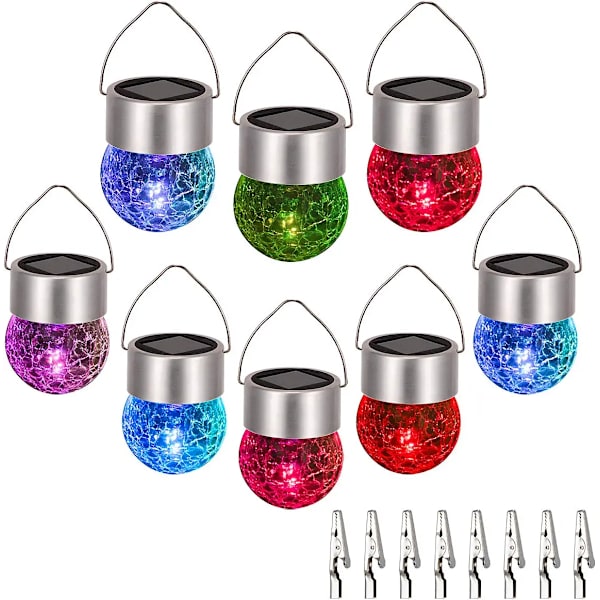 Hängande solcellslampor utomhus - 8-pack automatisk färgväxling C