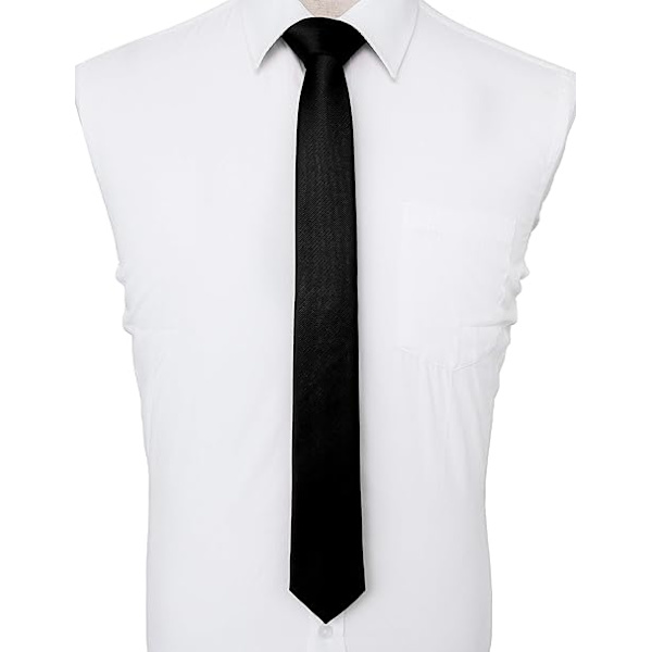 1 stk. svart slips for menn, håndlaget slips for menn, smal, smal, flere farger tilgjengelig, ensfarget slips for bryllup