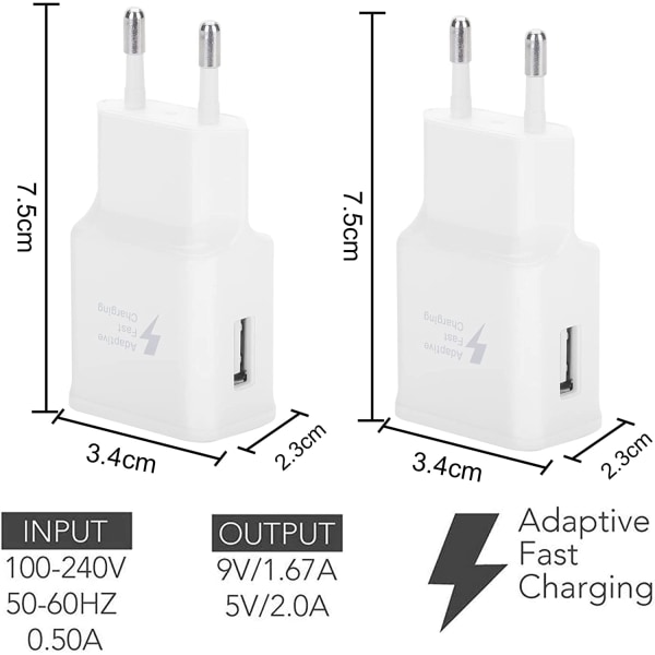 4-pakning 5V-2A USB-strømadapterkontakt Universal hurtiglader