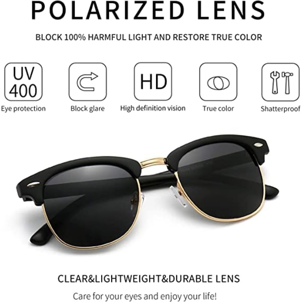 Retro runde halvkantløse polariserte solbriller UV-beskyttelse for