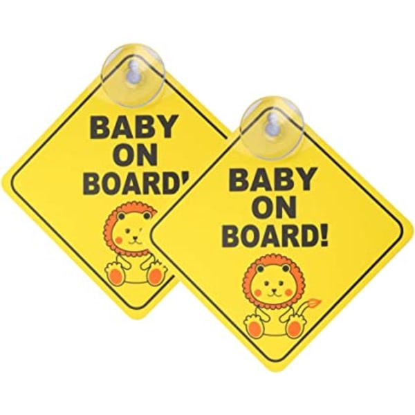 2 stk Baby on Board Car Warning (Lion Style, 12*12cm), Baby on Boa