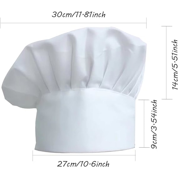 2 stk Unisex kokkehat med justerbar elastik til mænd og kvinder